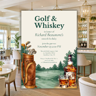 Invitation Thème chic golf et whisky pour les 60 ans d'un hom