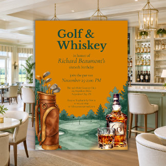 Invitation Thème chic golf et whisky pour les 60 ans d'un hom