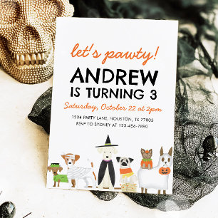 Invitation Thème Chien Puppy Party Halloween Anniversaire