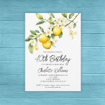 Invitation Thème Citron Aquarelle 40e fête d'anniversaire<br><div class="desc">Invitation à la fête du 40e anniversaire sur le thème du citron avec une illustration aquarelle et un arrière - plan blanc. Personnalisez le texte avec les détails du parti et les informations RSVP.</div>