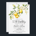 Invitation Thème Citron Aquarelle 50e fête d'anniversaire<br><div class="desc">Invitation à la fête du 50e anniversaire sur le thème du citron avec une illustration aquarelle et un arrière - plan blanc. Personnalisez le texte avec les détails du parti et les informations RSVP.</div>