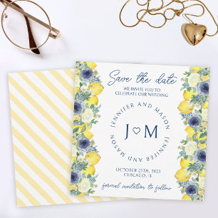 Invitation Thème citron floral jaune vif Enregistrer la date
