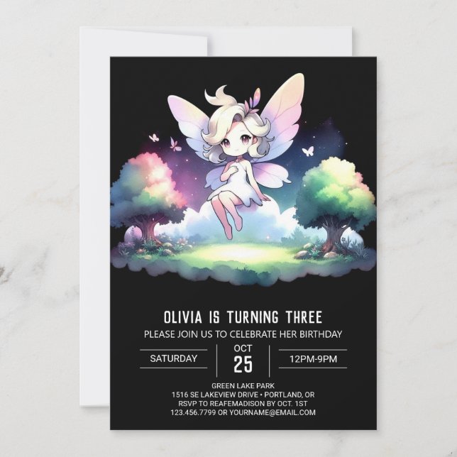 Invitation Thème Cute Fairy Anniversaire (Devant)