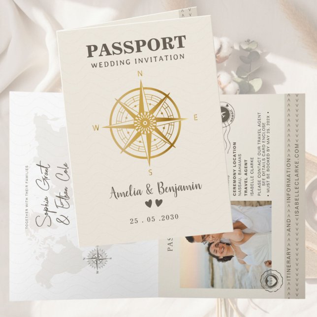 Invitation Thème d'amour de voyage Passeport Destination Mari (Créateur téléchargé)