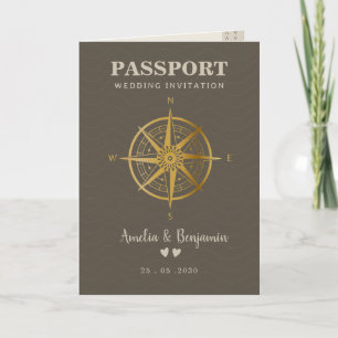 Invitation Thème d'amour de voyage Passeport Destination Mari