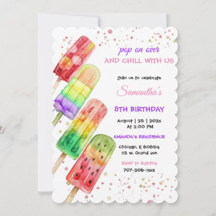 Invitation Thème d'anniversaire coloré pour enfants avec des