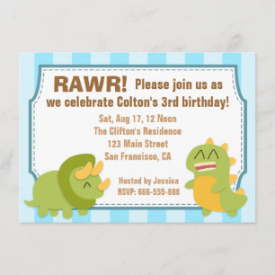 Invitation Thème d'anniversaire - Cute Dinosaures