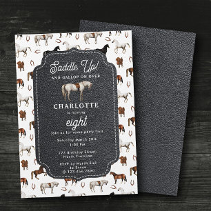 Invitation Thème d'anniversaire de cheval Cowgirl Cowboy