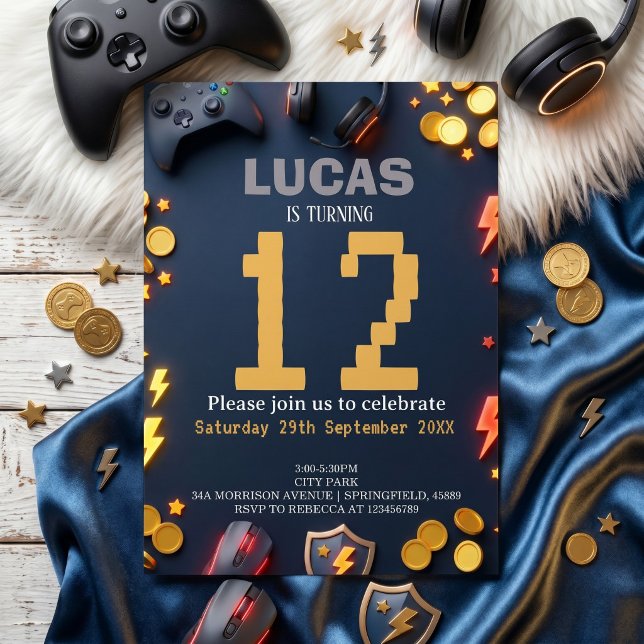 Invitation Thème d'anniversaire de jeu vidéo moderne (Créateur téléchargé)