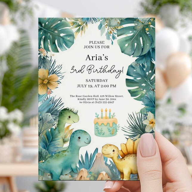 Invitation Thème d'anniversaire de la jungle des dinosaures m (Créateur téléchargé)