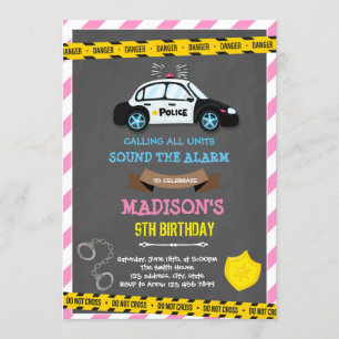 Invitation Thème d'anniversaire de la Police des filles