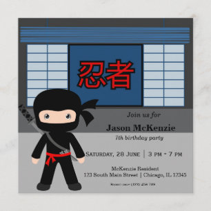 Invitation Thème d'anniversaire de Little ninja
