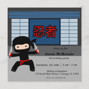 Invitation Thème d'anniversaire de Little ninja