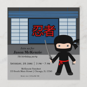 Invitation Thème d'anniversaire de Little ninja