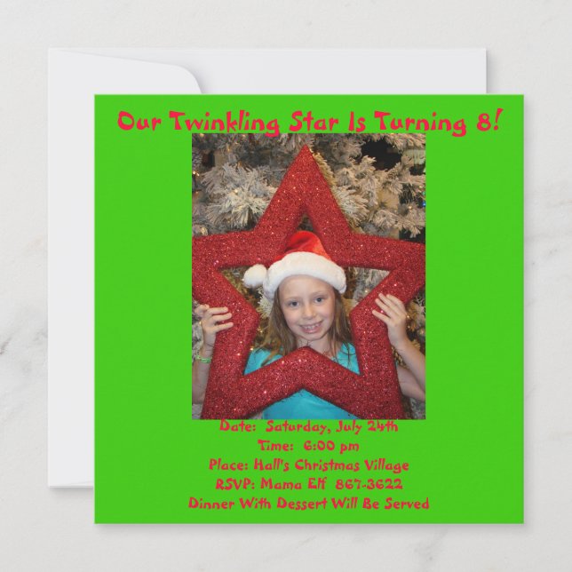Invitation Thème d'anniversaire de Noël en juillet (Devant)