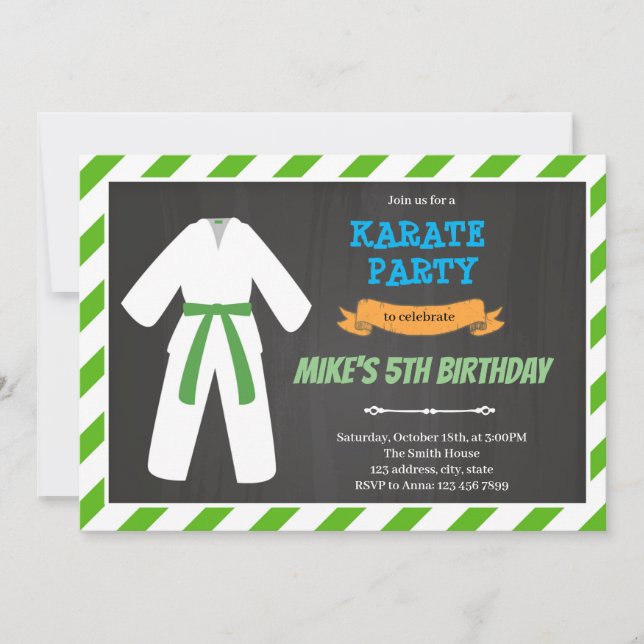 Invitation thème d'anniversaire de Taekwondo (Devant)