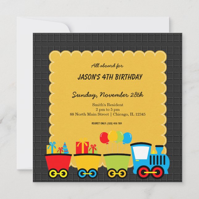 Invitation Thème d'anniversaire des trains (Devant)