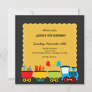 Invitation Thème d'anniversaire des trains