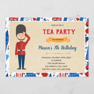 Invitation Thème d'anniversaire du petit soldat de Londres In