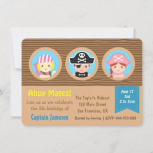 Invitation Thème d'anniversaire Fun Pirates