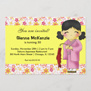 Invitation Thème d'anniversaire japonais