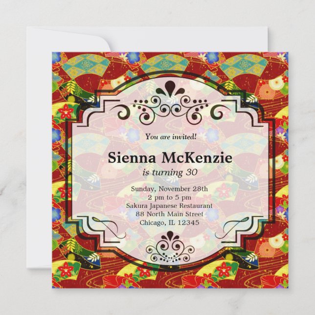 Invitation Thème d'anniversaire japonais (Devant)
