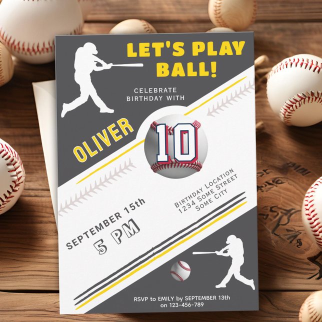 Invitation Thème d'anniversaire Joueur de Baseball de Basebal (Créateur téléchargé)
