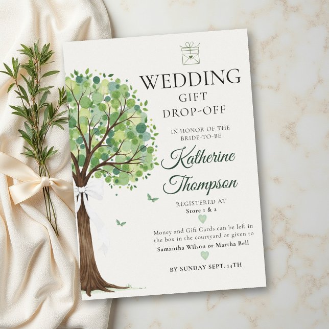 Invitation Thème d'arbre à argent Cadeau communautaire pour l (money tree wedding couple shower community gift drop off classy modern elegant)