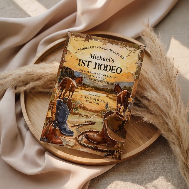 Invitation Thème de 1er anniversaire Rustique Cowboy Rodeo (Créateur téléchargé)