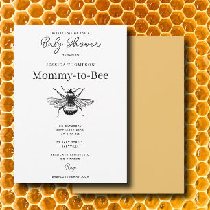 Invitation Thème de Baby Shower Maman à Bébé Abeille Miel