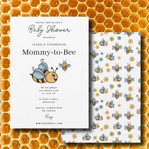Invitation Thème de Baby Shower Maman Chérie Abeille et Miel