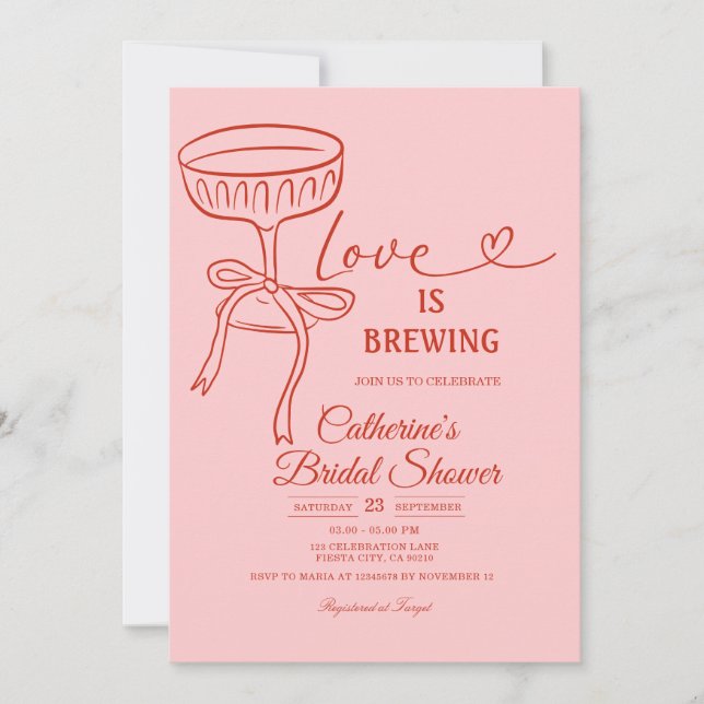 Invitation Thème de Baby Shower Mariage Rose Pâle L'Amour Est (Devant)