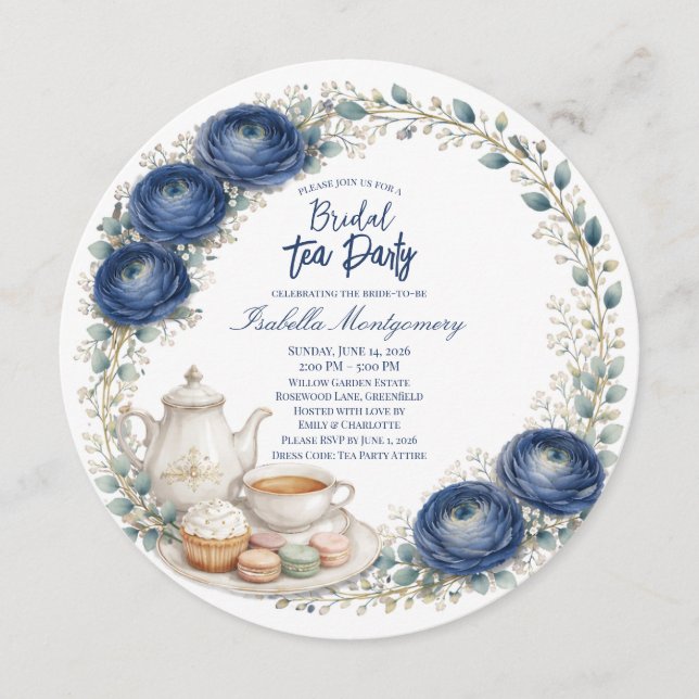 Invitation Thème de Baby Shower Marin sur le Thé (Devant)
