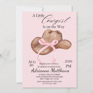 Invitation Thème de Baby Shower Une Petite Cowgirl est en Rou