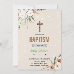 Invitation thème de baptême de jardin bohème