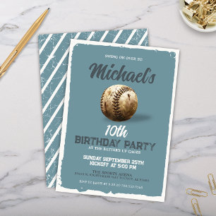 Invitation Thème de baseball bleu vintage Voir fête d'anniver