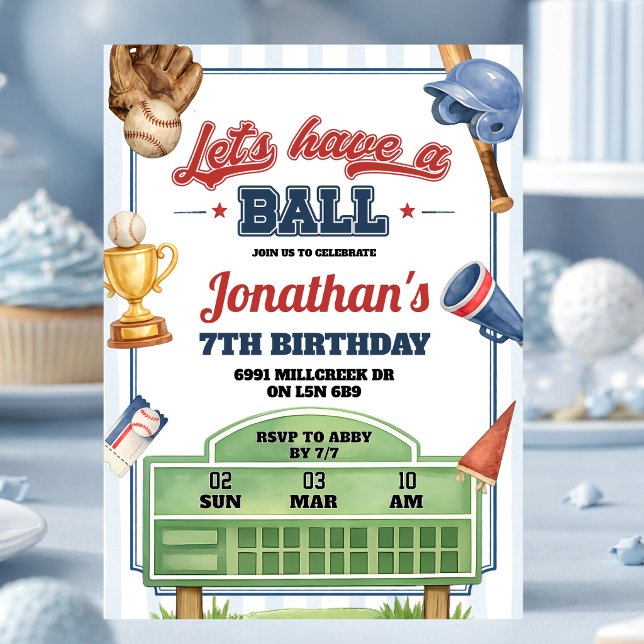 Invitation Thème de baseball Faisons la fête Anniversaire (Créateur téléchargé)