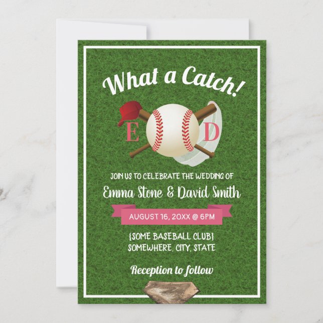 Invitation Thème de baseball Mariage sportif (Devant)
