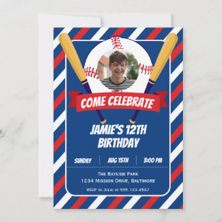 Invitation Thème de baseball Sport Été Extérieur Anniversaire