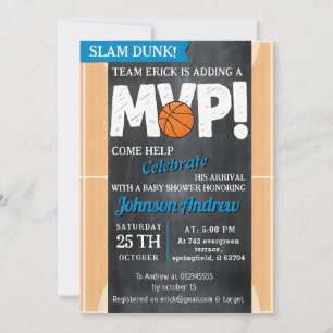 Invitation Thème de basketball personnalisé pour la baby show