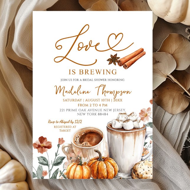 Invitation Thème de café à la citrouille Love is Brewing Baby (Créateur téléchargé)