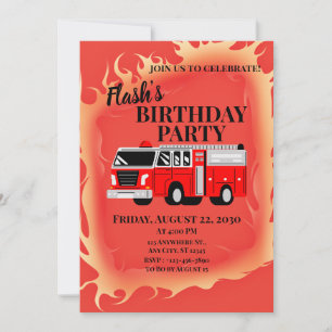 Invitation Thème de camion de pompiers