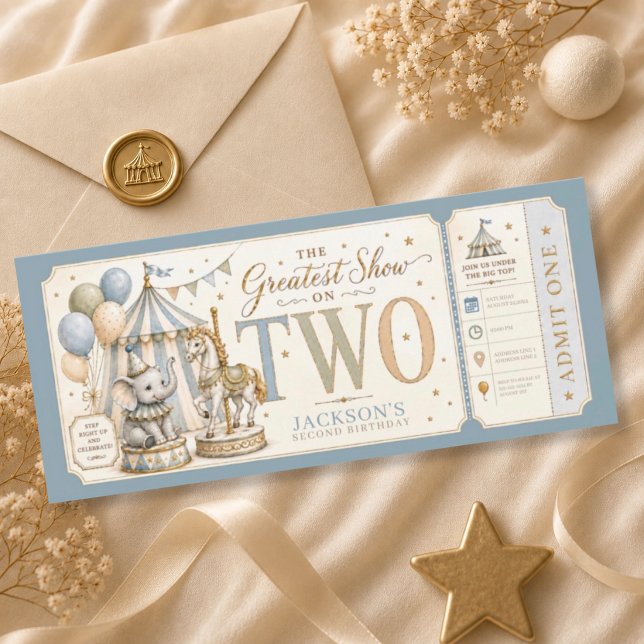 Invitation Thème de carnaval rétro garçon 2e anniversaire  (Créateur téléchargé)