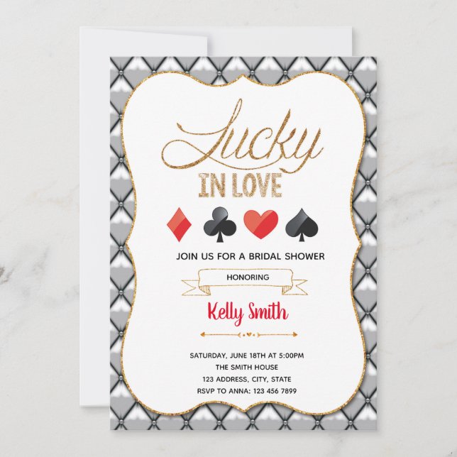 Invitation thème de casino chanceux en amour (Devant)