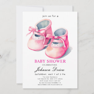 Invitation Thème de chaussures de bébé à l'aquarelle   Baby S