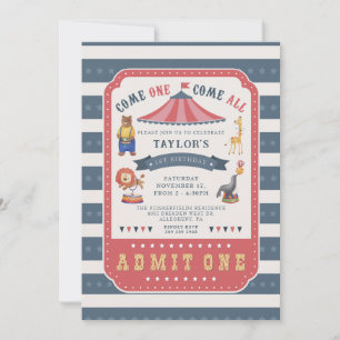 Invitation Thème de cirque pour la fête du 1er anniversaire