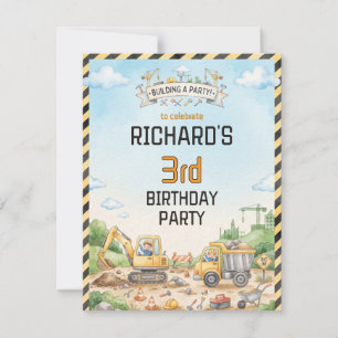 Invitation Thème de construction amusant pour l'anniversaire 