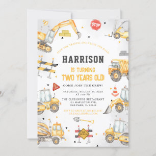 Invitation Thème de construction Truck Party Anniversaire