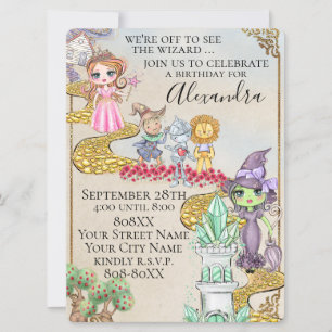 Invitation Thème de conte de fées illustré du Magicien d'Oz