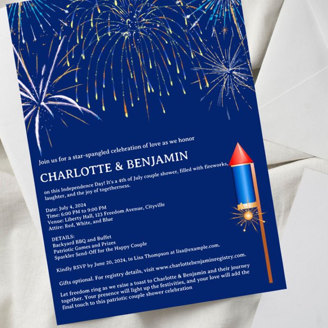 Invitation Thème de couple pour le 14 juillet à la douche de  (Créateur téléchargé)